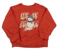 Červená oversize mikina se sněhuláčkem a nápisy Next