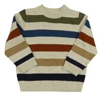 Světlešedo-barevný pruhovaný melírovaný svetr Matalan