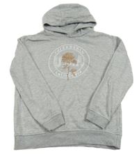 Šedá melírovaná mikina se znakem s růží a nápisy a kapucí PRIMARK