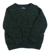 Tmavomodro/zelený melírovaný žebrovaný vzorovaný pletený svetr Matalan