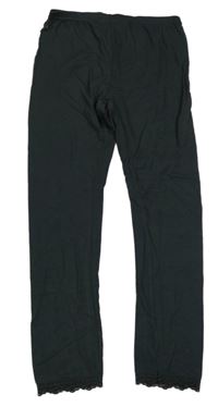 Tmavošedé legíny s krajkou 