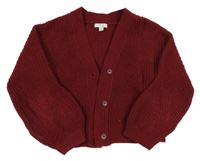 Vínový žebrovaný propínací crop svetr M&Co