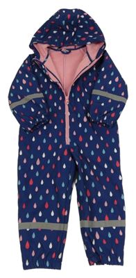 Tmavomodrá softshellová kombinéza s barevnými kapkami a kapucí Kiki&Koko