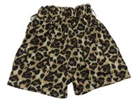 Pískovo-světlebéžovo-černo-tmavohnědé vzorované paper bag kraťasy 