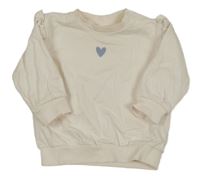 Smetanová mikina se srdíčkem a volánky H&M