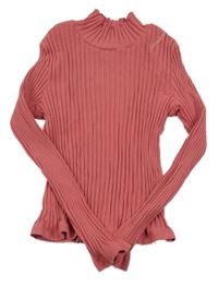 Jahodový žebrovaný crop rolák s nápisem George