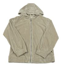 Béžovošedá plyšová propínací mikina s kapucí F&F