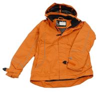 Oranžová šusťáková jarní bunda s kapucí odlo