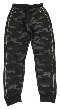 Černo-šedé army vzorované tepláky s pruhy Nutmeg