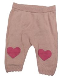 Starorůžové pletené tepláky se srdíčky Tu
