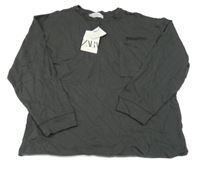 Nové - tmavošedé oversize triko s kapsou ZARA