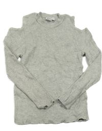 Šedý melírovaný žebrovaný úpletový rolák s volnými rameny PRIMARK