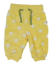 Žluto-bílé puntíkaté sametové tepláky Liegelind