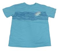 Azurové tričko s vlnkami a nápisy St. Bernard