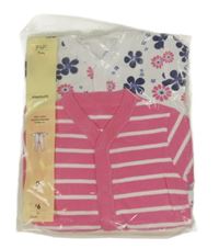 Nové - 2x - Overal - Tmavorůžovo-bílý pruhovaný, bílý květovaný F&F