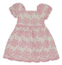 Bílo-růžové květované šaty s madeirou PRIMARK