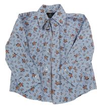 Světlemodro-bílá kostkovaná květovaná košile VITTORINO