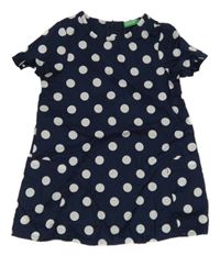 Tmavomodro-bílé cargo plátěné šaty Benetton