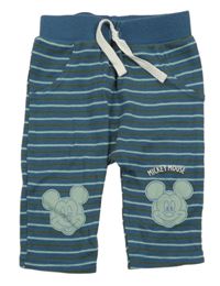 Petrolejovo-mátovo-hnědé pruhované turecké tepláky s Mickey