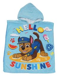 Světlemodro-modrá froté pončo osuška s PAW PATROL a kapucí nickelodeon