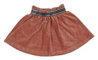 Starorůžová žebrovaná paper bag sametová sukně s pruhy HEMA