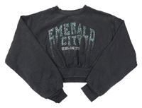 Černá oversize crop mikina s nápisy z kamínků - Wicked M&S