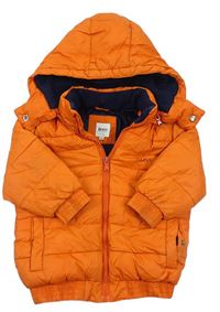 Oranžová šusťáková zimní bunda s logem a kapucí Hugo Boss
