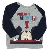 Šedo-tmavomodrá mikina s Mickey Mousem zn. Disney