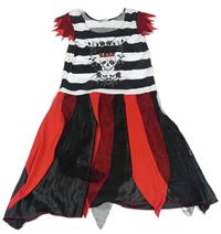 Kostým - Černo-červeno-bílé pruhované šaty - Pirátka George