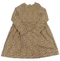 Hnědé bavlněné šaty s leopardím vzorem H&M