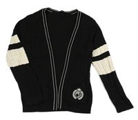 Černo-bílý žebrovaný svetrový cardigan s logem River Island