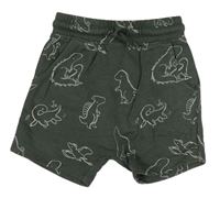 Khaki teplákové baggy kraťasy s dinosaury George