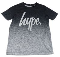 Černo-bílé skvrnité sportovní tričko s logem Hype