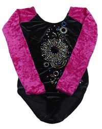 Černo-fuchsiové sametové cvičební body s třpytkami