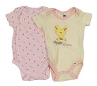 2x body - růžové květované + béžové s králíkem