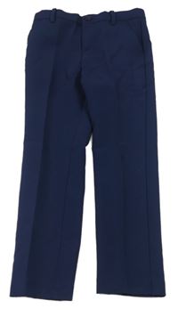 Tmavomodré slavnostní slim fit kalhoty H&M