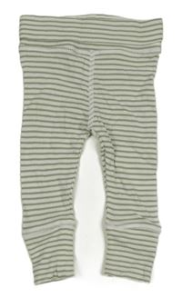 Bílo-khaki pruhované žebrované lehké tepláky M&S