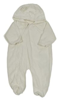 Bílá chlupatá podšitá kombinéza s kapucí George