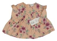 Nové - Růžová květovaná tunika s volánky F&F