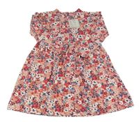 Nové - Starorůžové květované bavlněné šaty s volánky John Lewis