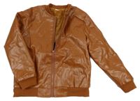 Hnědá koženková zateplená bunda