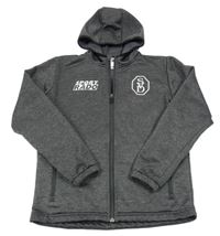 Tmavošedá melírovaná sportovní propínací mikina s nápisem a kapucí Uhlsport