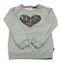 Šedá melírovaná třpytivá mikina se srdcem z flitrů a nápisem