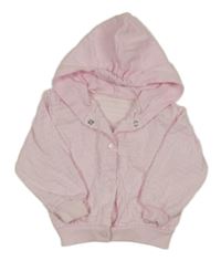 Světlerůžová puntíkatá lehká propínací mikina s kapucí