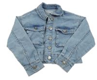 Modrá tepláková riflová crop bunda Nutmeg