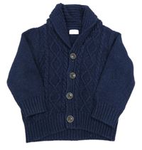 Tmavomodrý propínací svetr s límečkem F&F