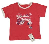 Nové - Malinové tričko s motýly a nápisem St. Bernard