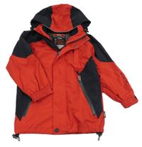 Červeno-černá šusťáková jarní bunda s kapucí