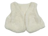 Smetanová kožešinová zateplená vesta