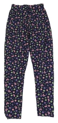 Tmavomodré květované legíny s motýly Nutmeg